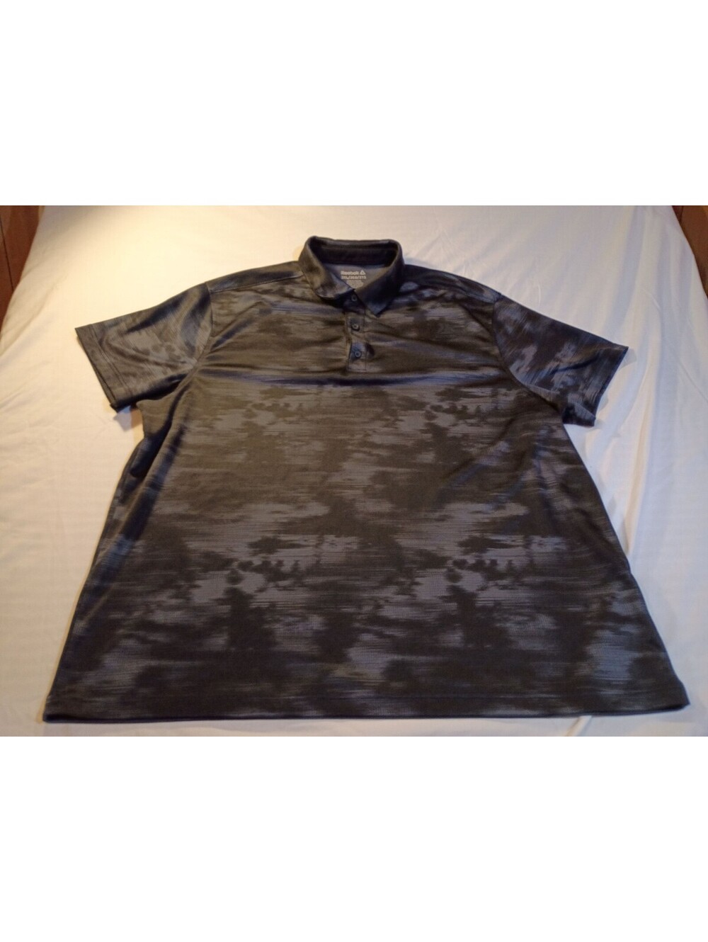 Reebok Men's 3XL Black and Gray Patterned Polo Shirt